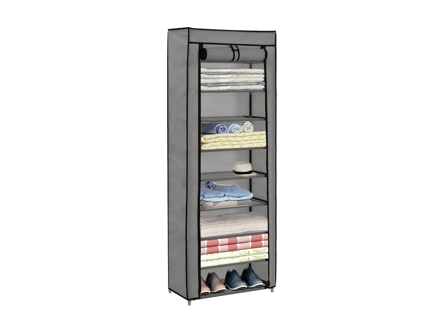 Armoire à chaussures avec housse Gris 57x29x162 cm Tissu