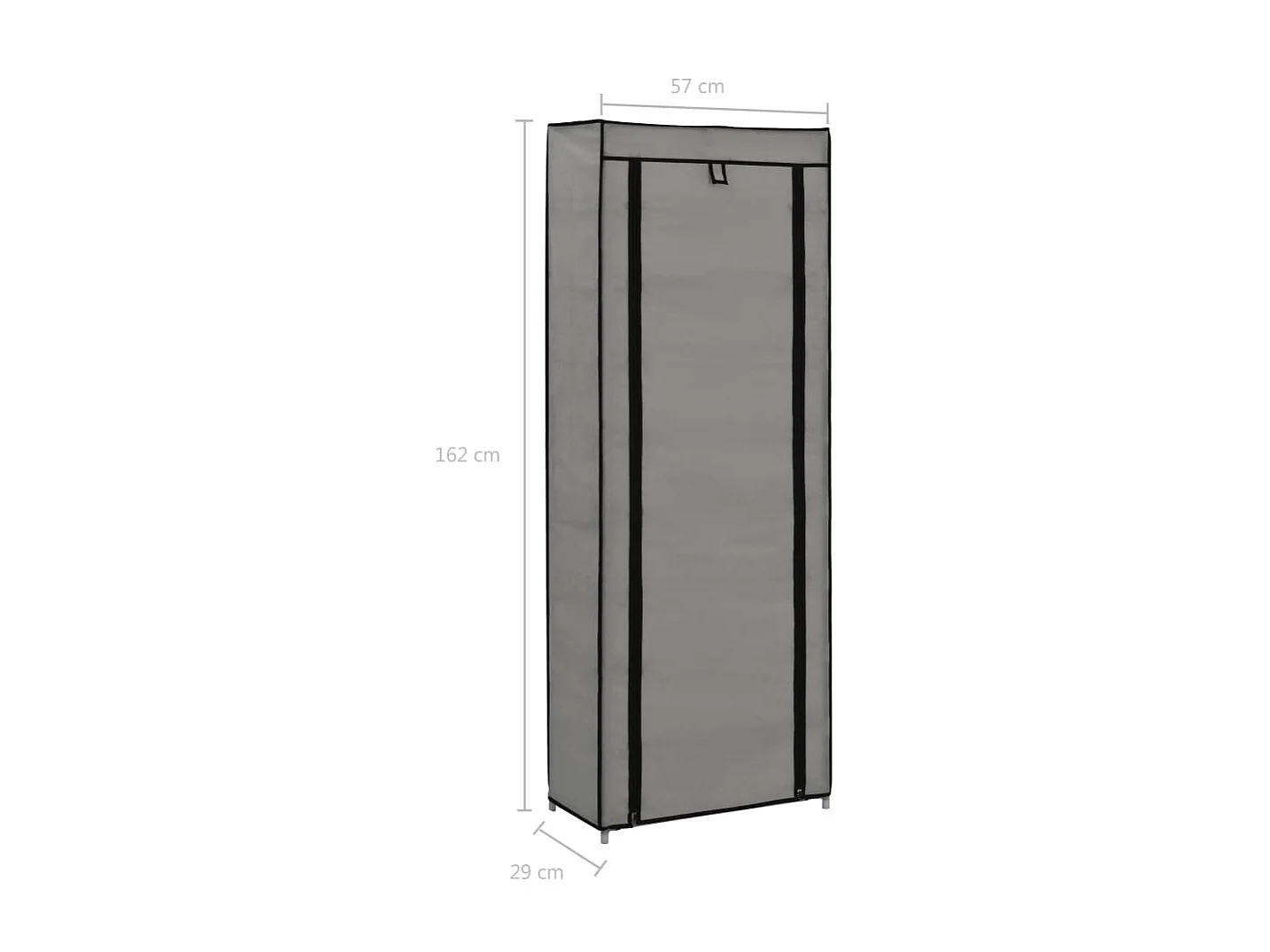 Armoire à chaussures avec housse Gris 57x29x162 cm Tissu