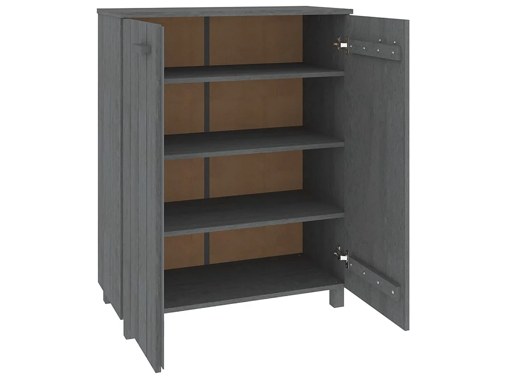 Armoire à chaussures HAMAR Gris foncé 85x40x108 cm Pin massif