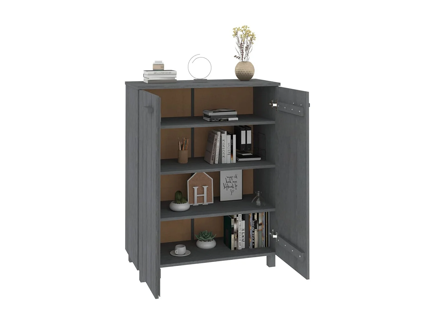 Armoire à chaussures HAMAR Gris foncé 85x40x108 cm Pin massif