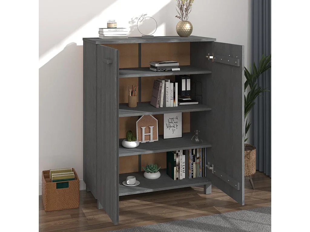 Armoire à chaussures HAMAR Gris foncé 85x40x108 cm Pin massif