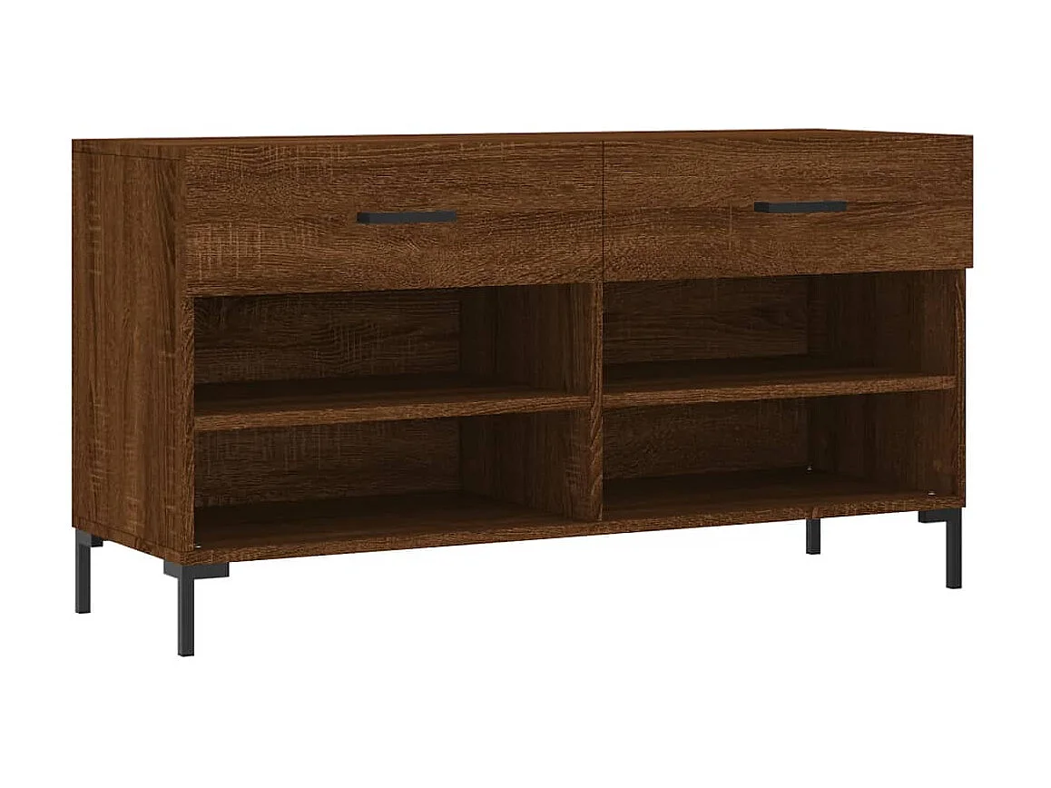 Banc à chaussures chêne marron 102x35x55 cm bois d'ingénierie