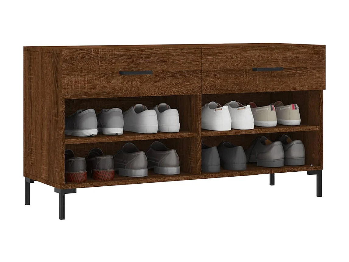 Banc à chaussures chêne marron 102x35x55 cm bois d'ingénierie
