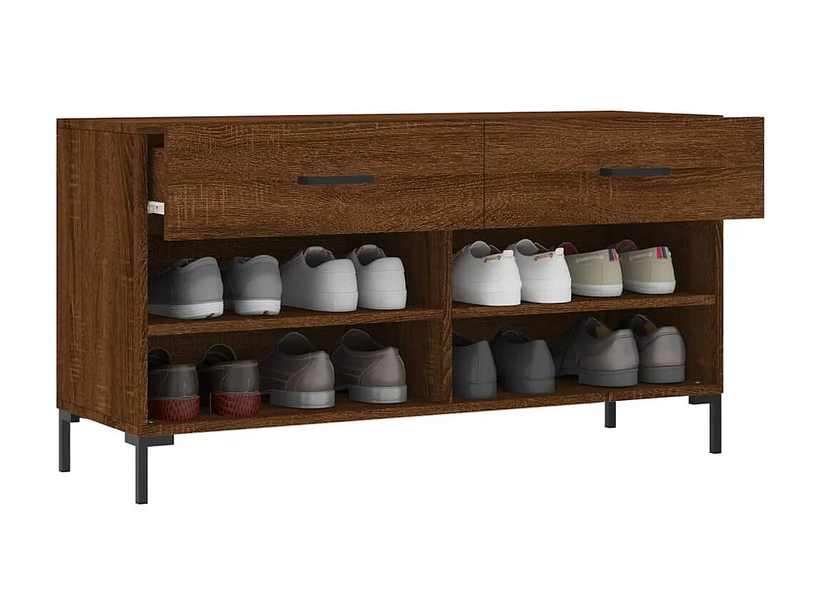 Banc à chaussures chêne marron 102x35x55 cm bois d'ingénierie