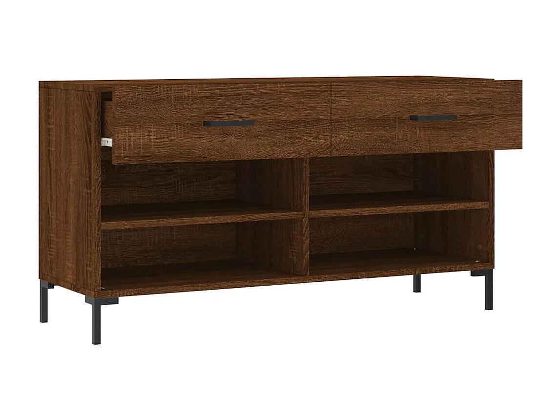 Banc à chaussures chêne marron 102x35x55 cm bois d'ingénierie