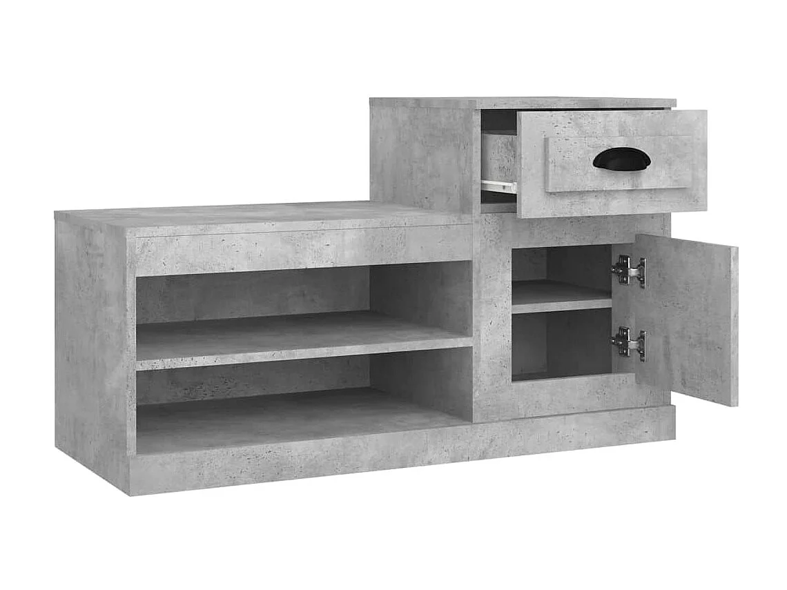 Armoire à chaussures gris béton 100x42x60 cm bois d'ingénierie