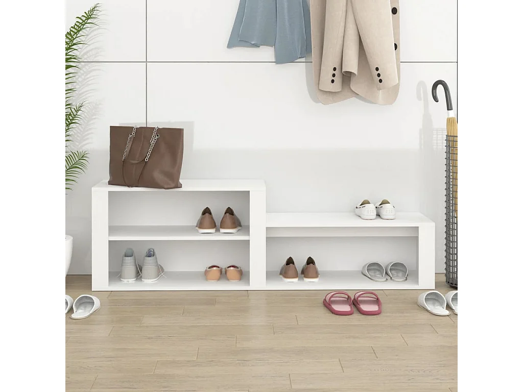 Sapateira Branco 150x35x45 cm Madeira trabalhada