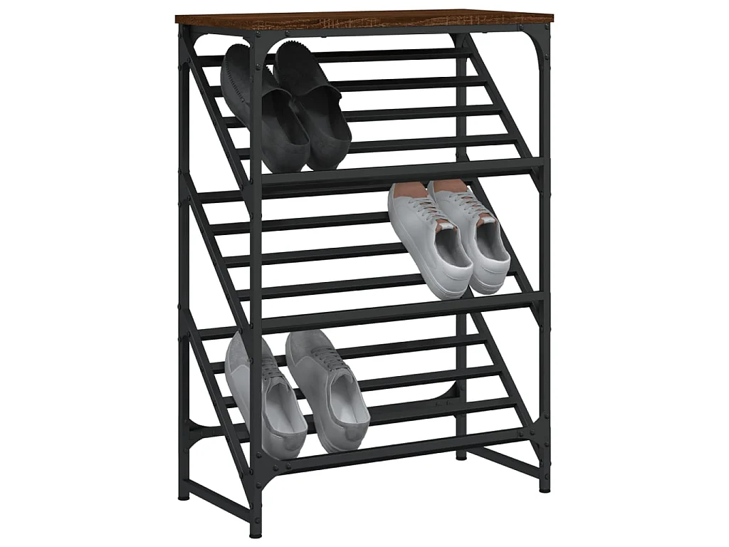 étagère à chaussures chêne marron 60x30x85 cm bois d'ingénierie