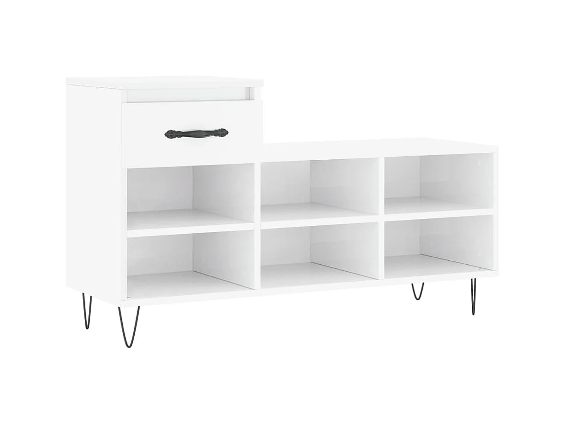 Armoire à chaussure Blanc brillant 102x36x60 cm Bois ingénierie