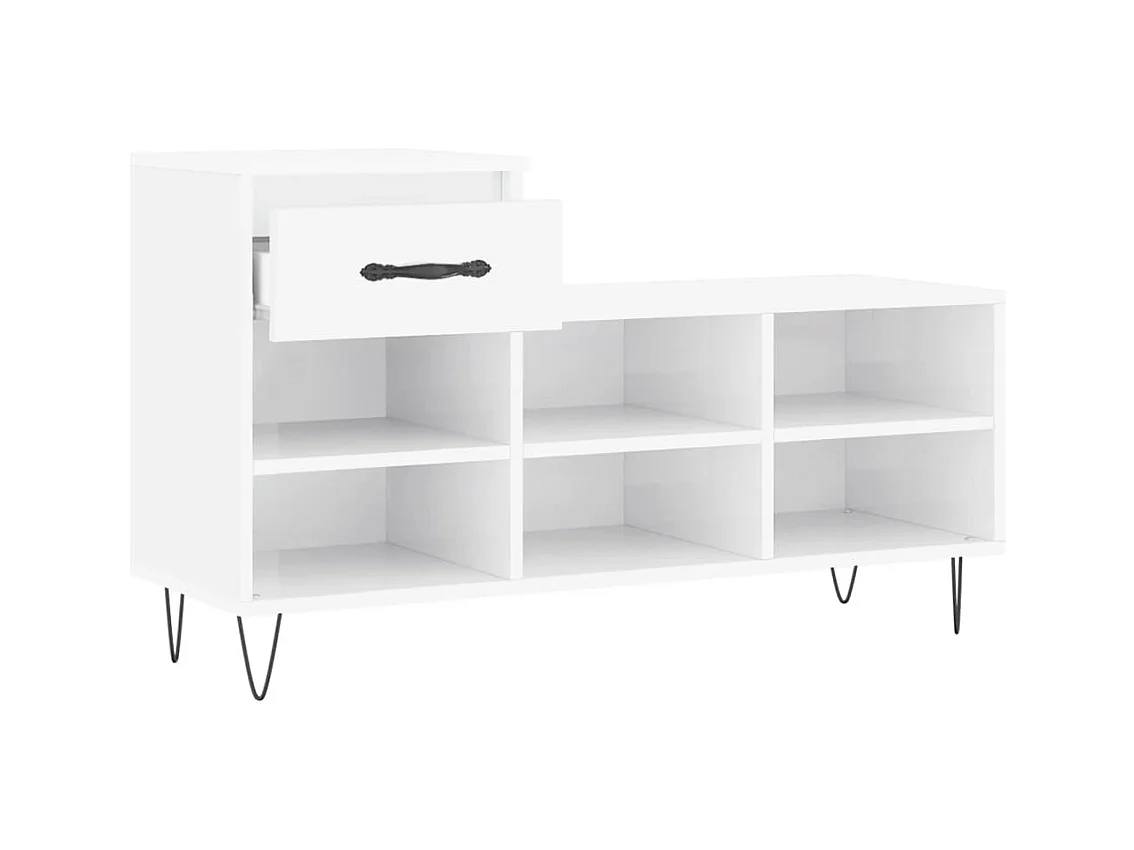 Armoire à chaussure Blanc brillant 102x36x60 cm Bois ingénierie