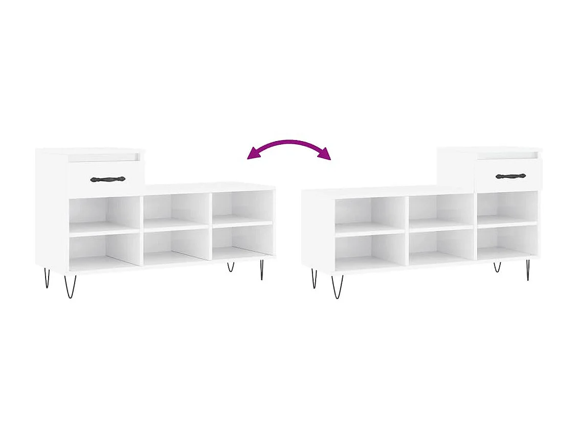 Armoire à chaussure Blanc brillant 102x36x60 cm Bois ingénierie