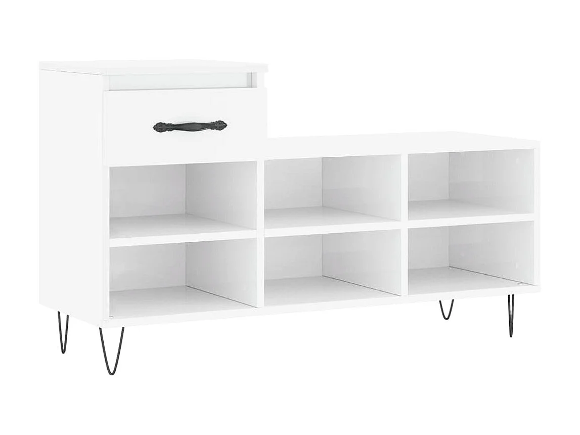 Armoire à chaussure Blanc brillant 102x36x60 cm Bois ingénierie