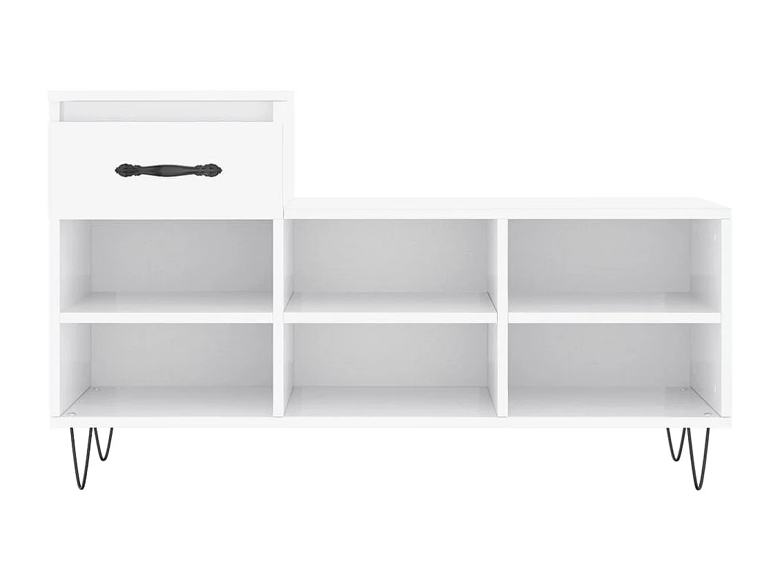 Armoire à chaussure Blanc brillant 102x36x60 cm Bois ingénierie