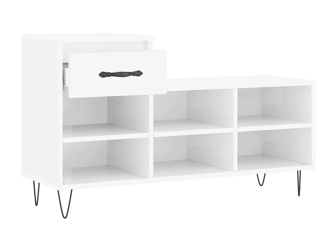 Armoire à chaussure Blanc brillant 102x36x60 cm Bois ingénierie