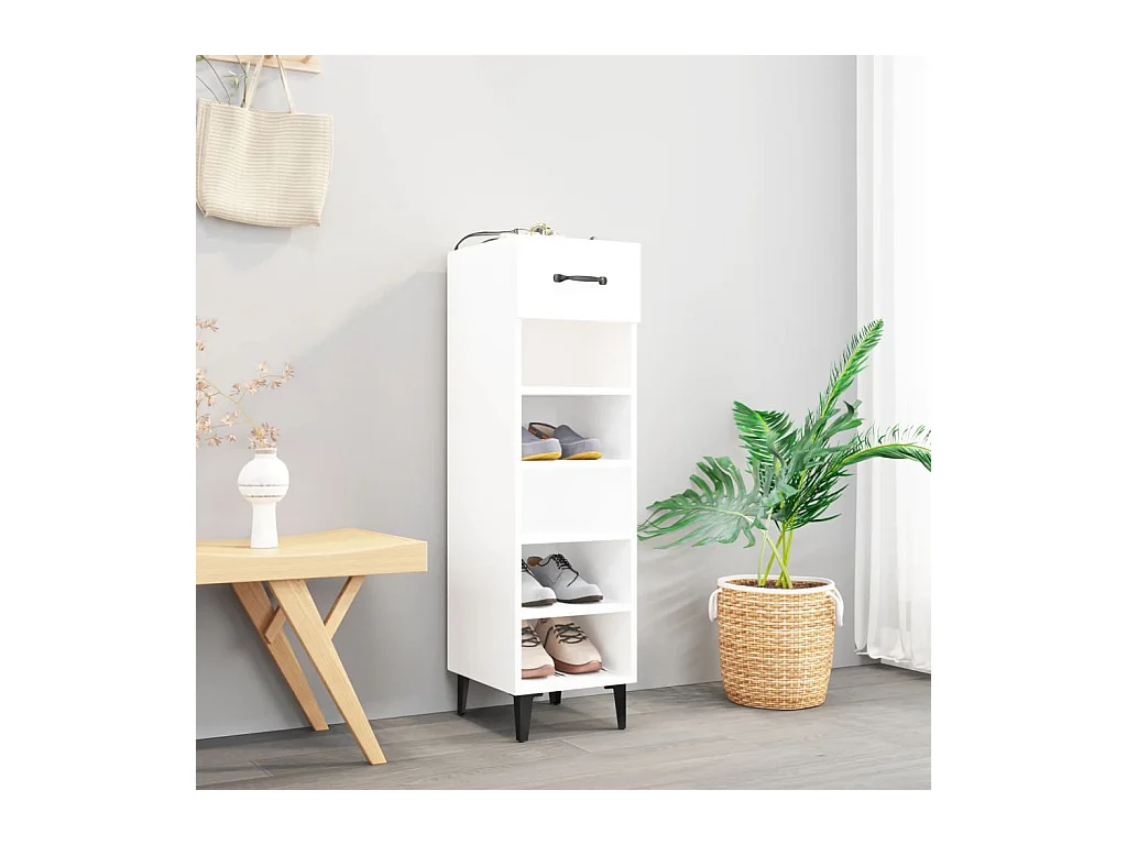 Armoire à chaussures blanc 30x35x105 cm bois d'ingénierie