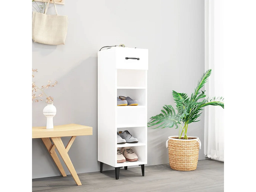 Armoire à chaussures blanc 30x35x105 cm bois d'ingénierie