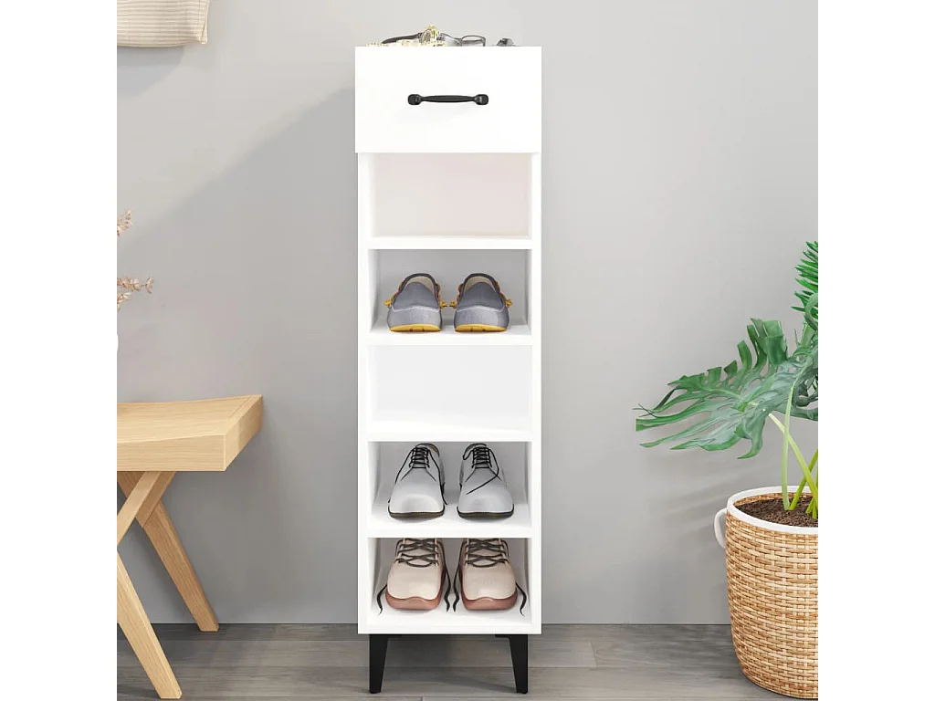 Armoire à chaussures blanc 30x35x105 cm bois d'ingénierie
