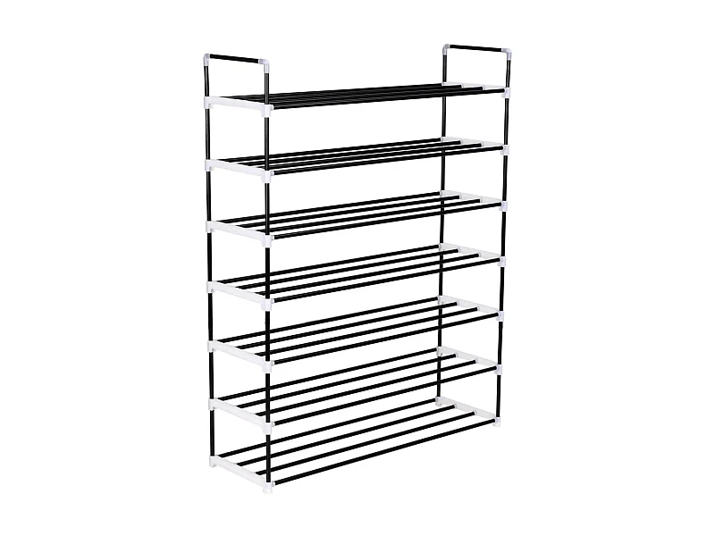 Schuhregal mit 7 Regalen. Metall und Kunststoff Schwarz