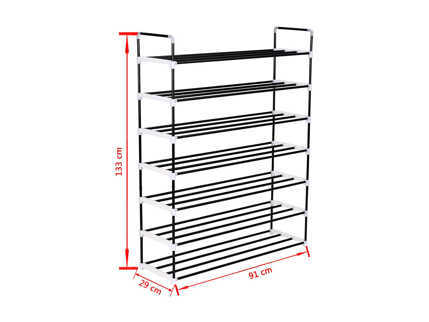 Schoenenrek met 7 planken Metaal en kunststof Zwart