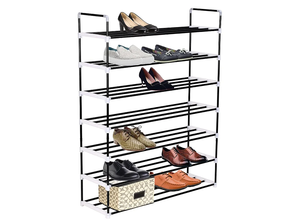 Schoenenrek met 7 planken Metaal en kunststof Zwart