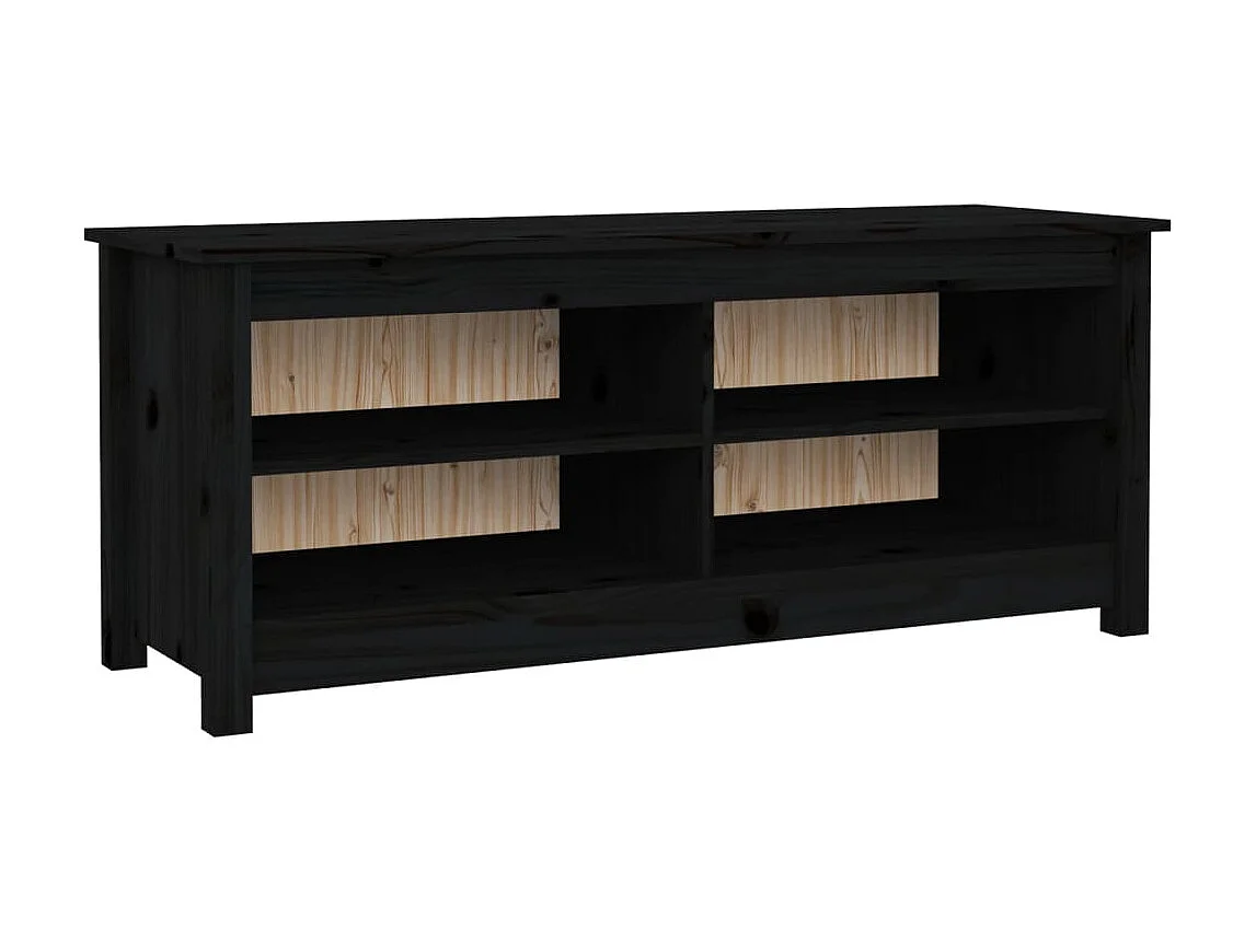 Banco zapatero Negro 110x38x45,5 cm Madera maciza de pino