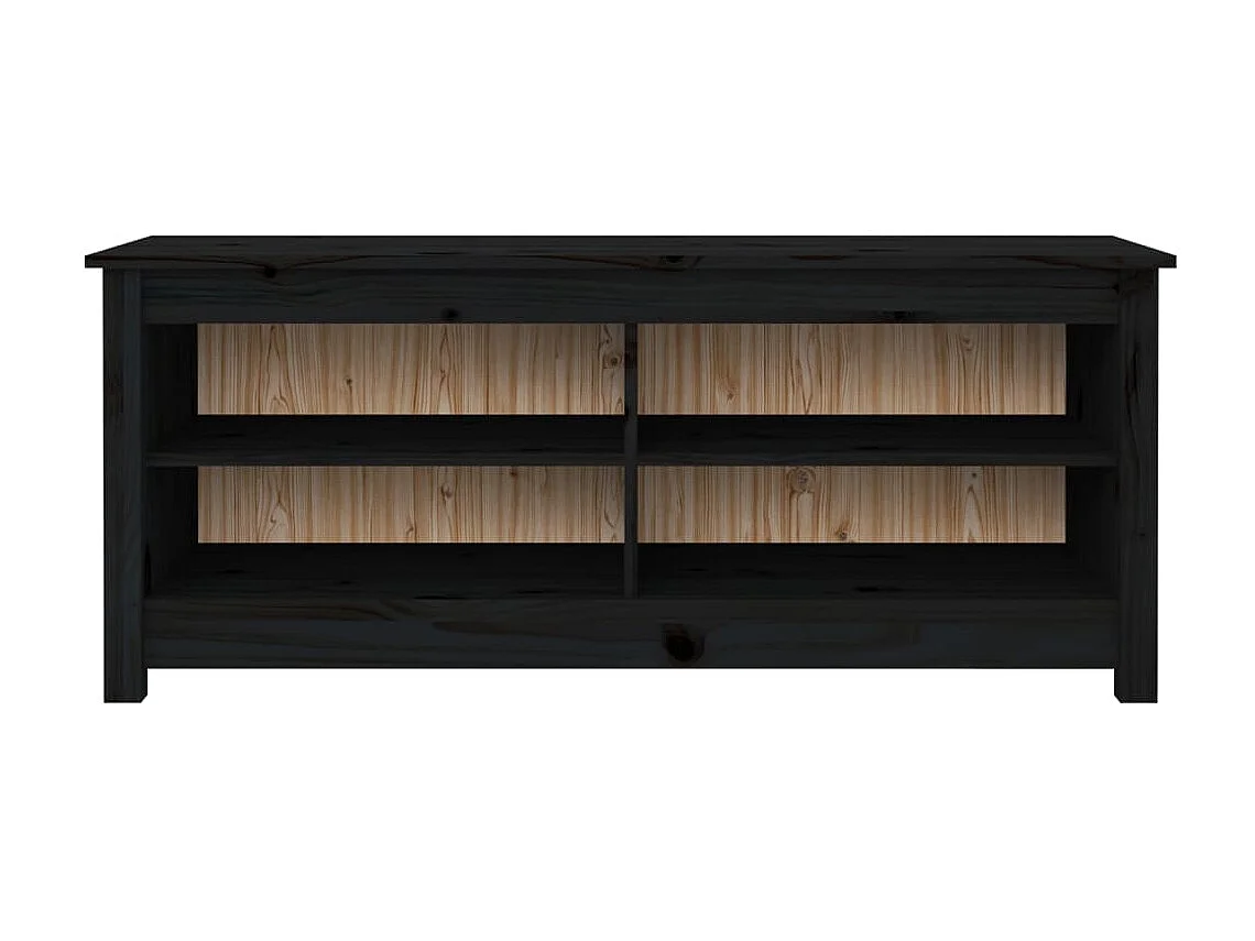 Banco zapatero Negro 110x38x45,5 cm Madera maciza de pino