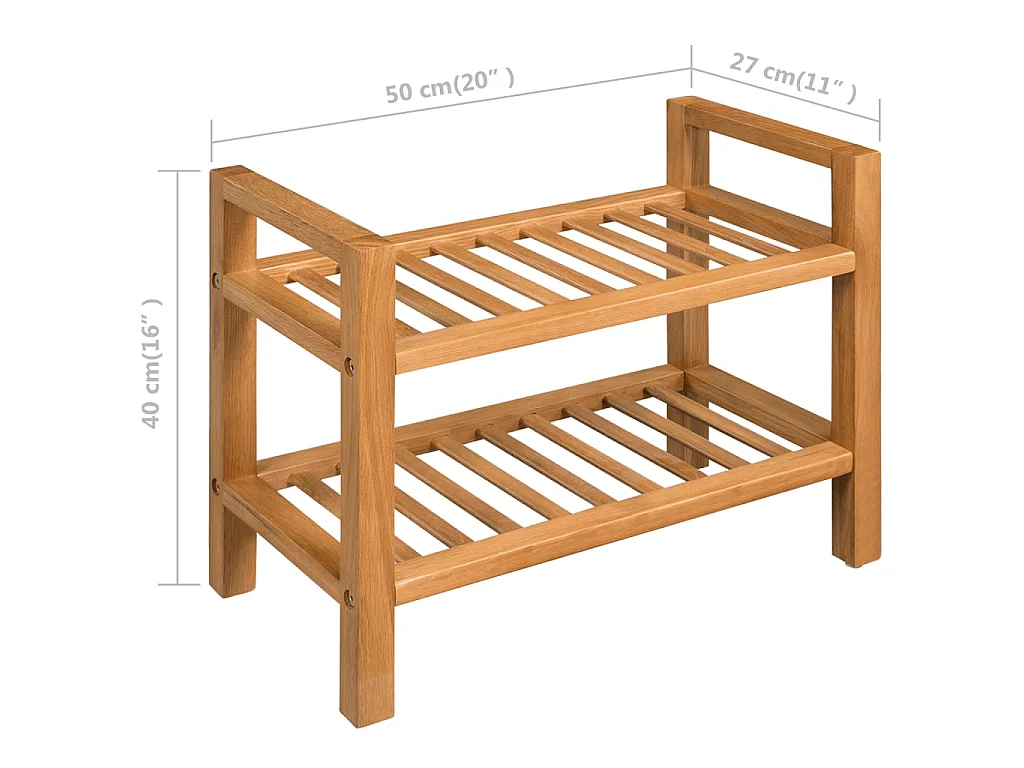 sapateira com 2 prateleiras 50x27x40 cm Carvalho maciço