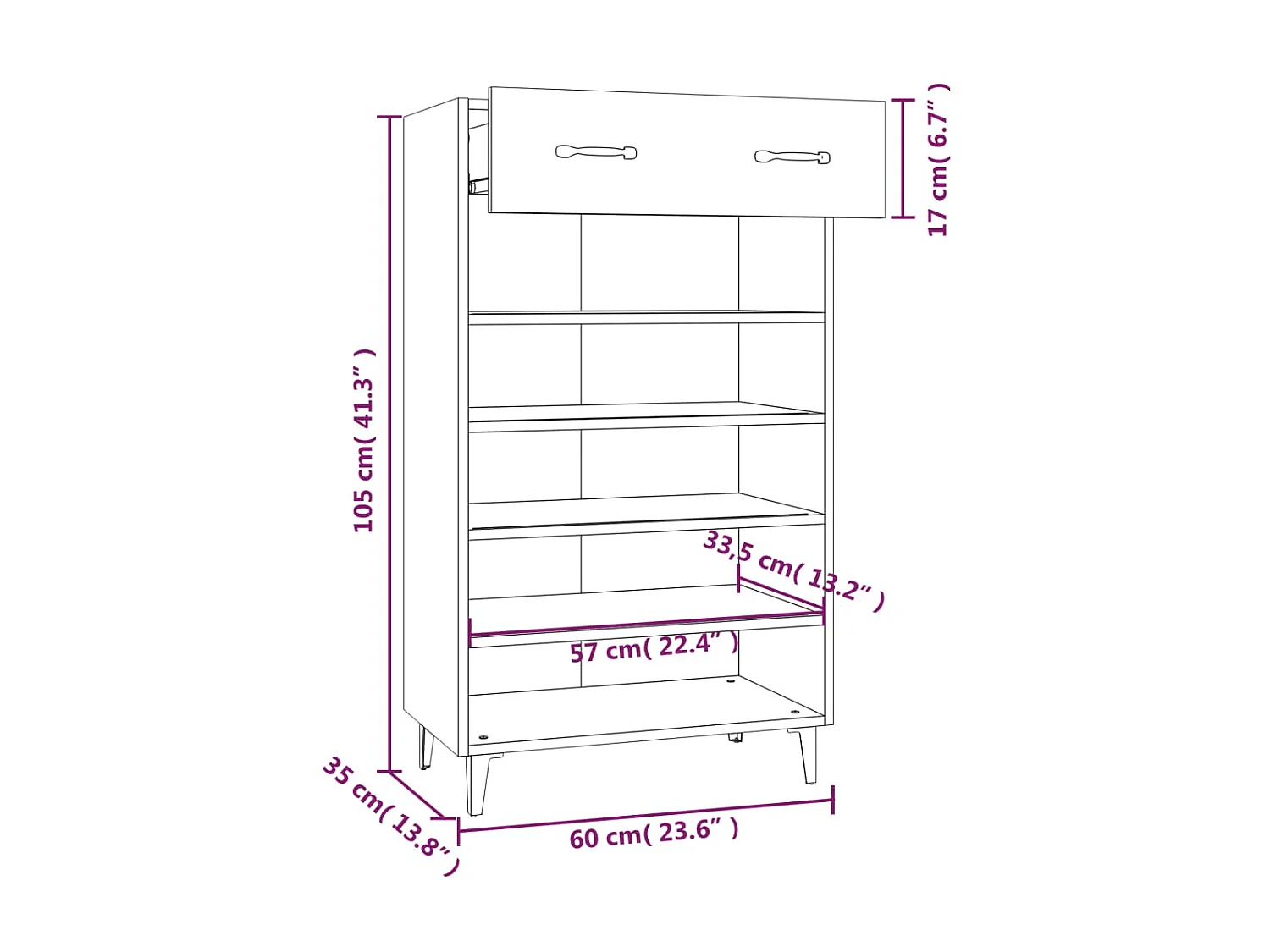 Armoire à chaussures Sonoma gris 60x35x105 cm Bois d'ingénierie