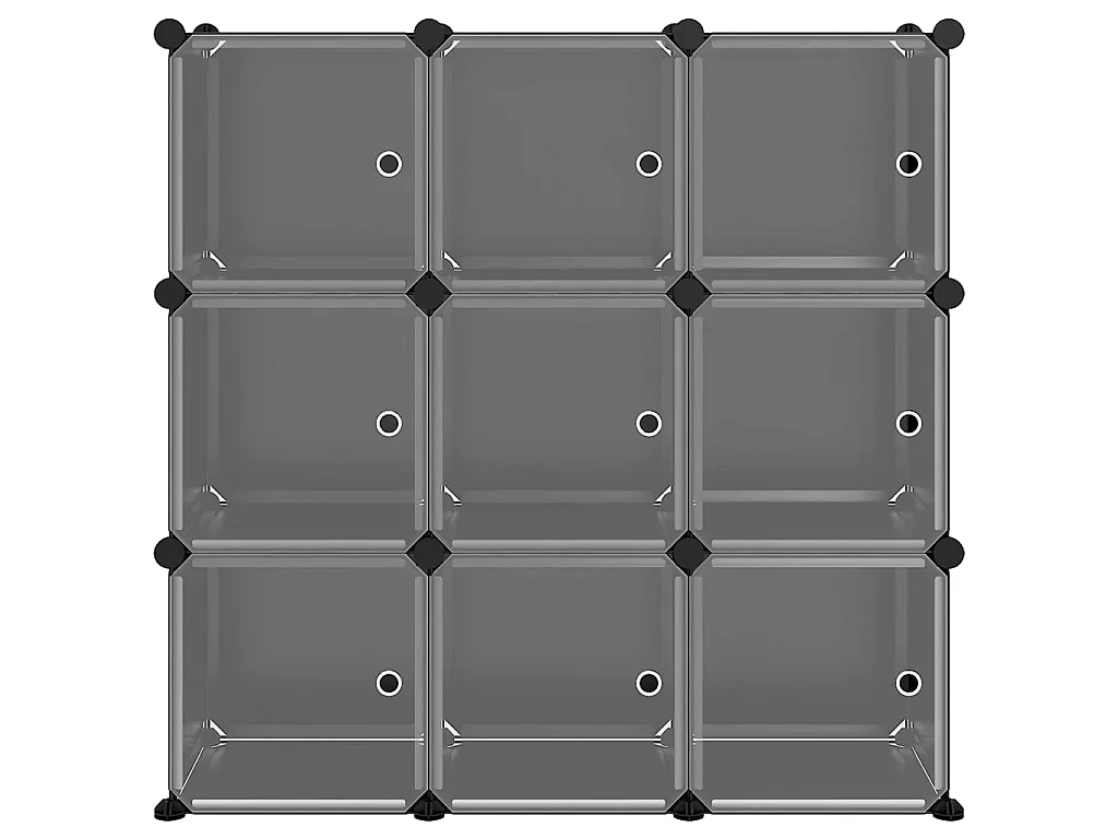 Cubes de rangement 9 pcs avec portes Noir PP