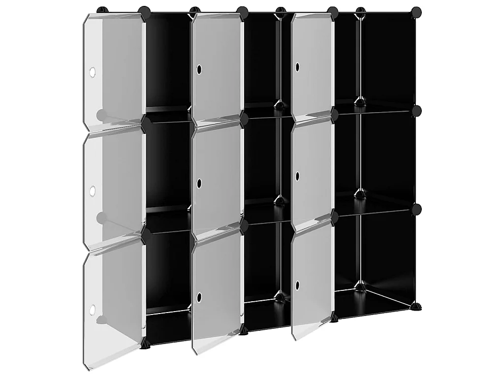 Cubes de rangement 9 pcs avec portes Noir PP