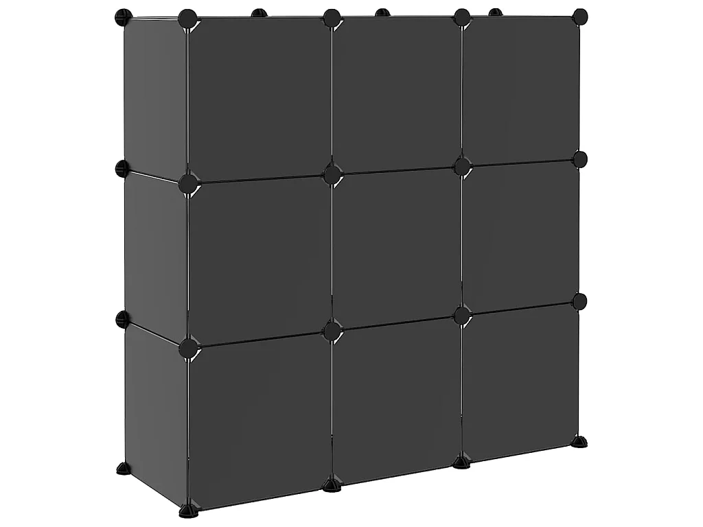 Cubes de rangement 9 pcs avec portes Noir PP