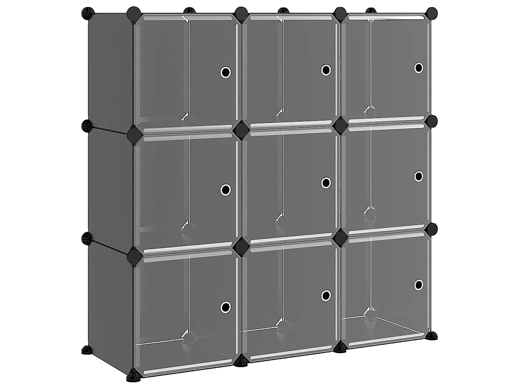 Cubes de rangement 9 pcs avec portes Noir PP