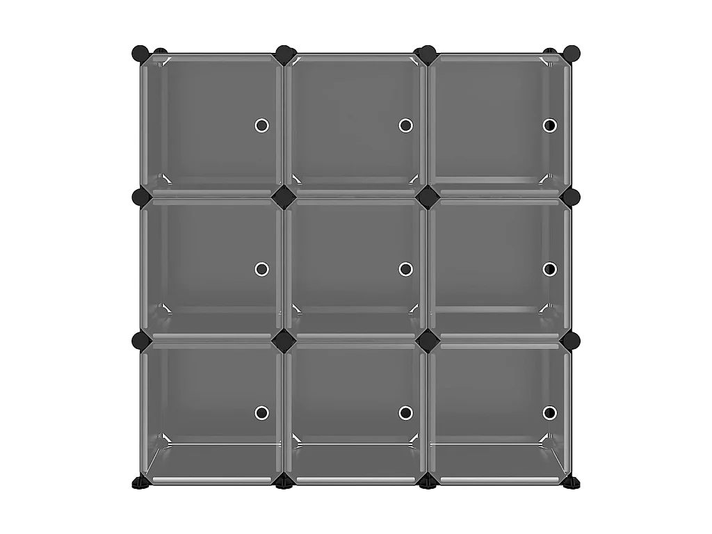 Cubes de rangement 9 pcs avec portes Noir PP