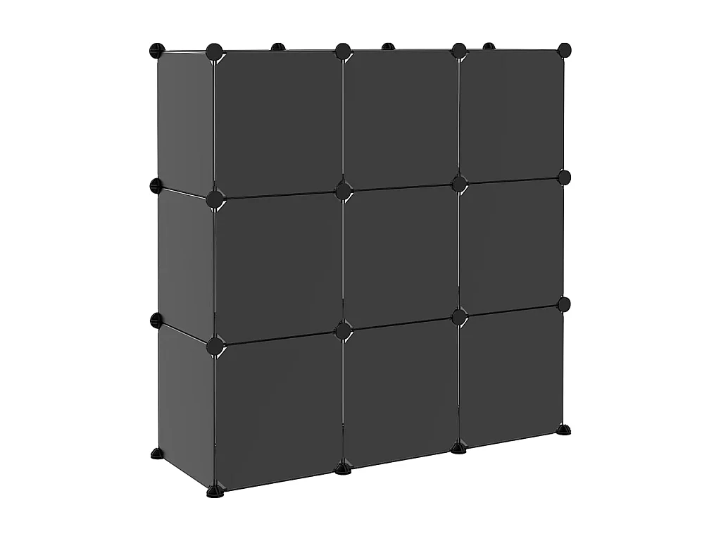 Cubes de rangement 9 pcs avec portes Noir PP