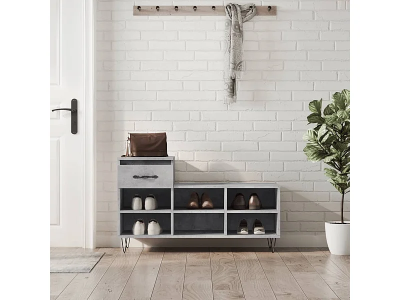 Armoire à chaussures Gris béton 102x36x60 cm Bois d'ingénierie