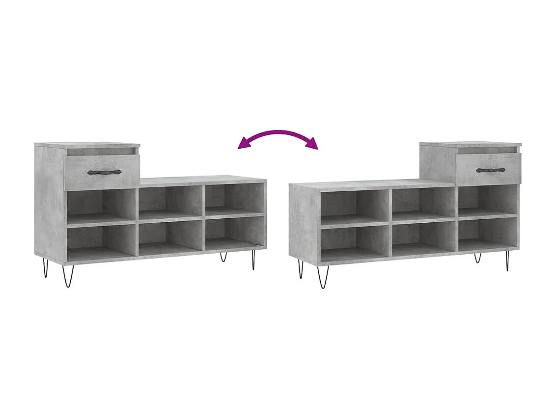 Scarpiera Grigio cemento 102x36x60 cm MDF