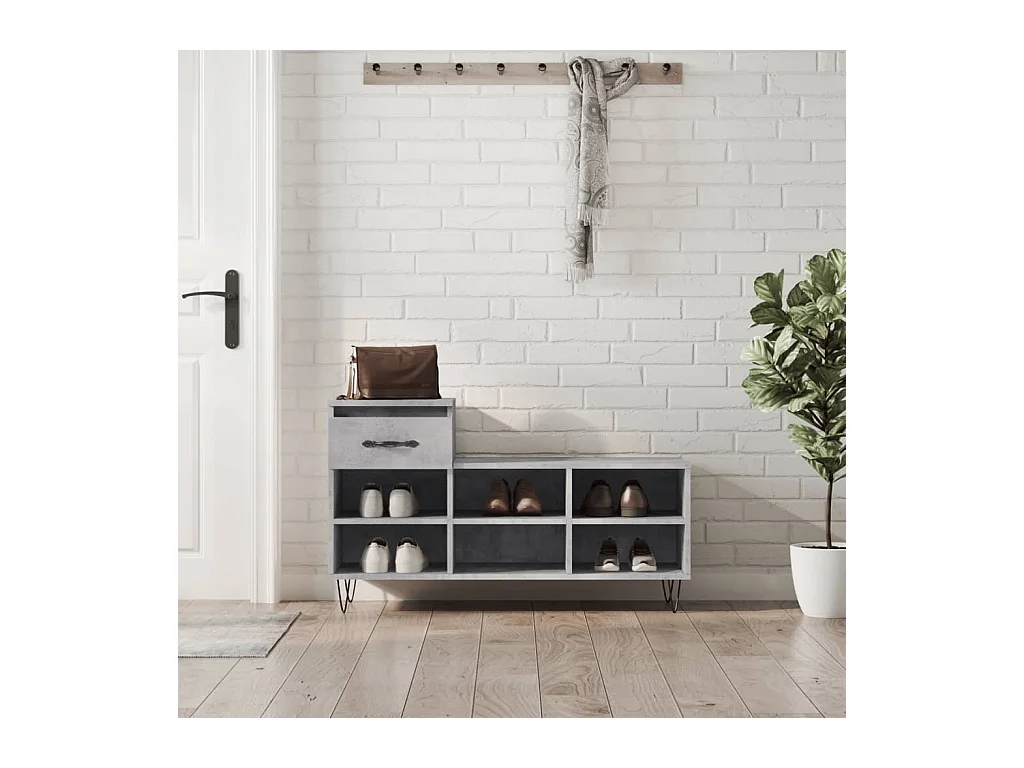 Armoire à chaussures Gris béton 102x36x60 cm Bois d'ingénierie