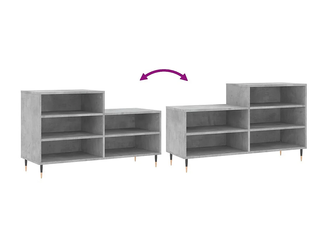 Armoire à chaussures Gris béton 102x36x60 cm Bois d'ingénierie