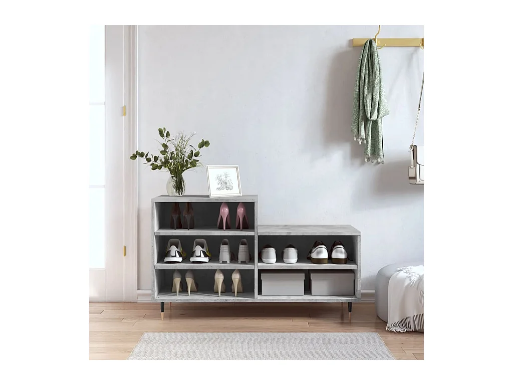 Armoire à chaussures Gris béton 102x36x60 cm Bois d'ingénierie