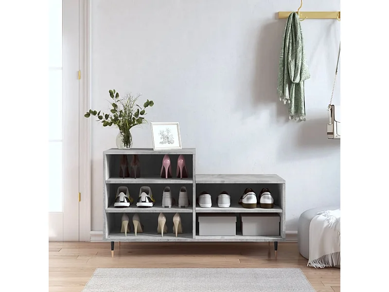 Zapatero Gris cemento 102x36x60 cm Madera contrachapada