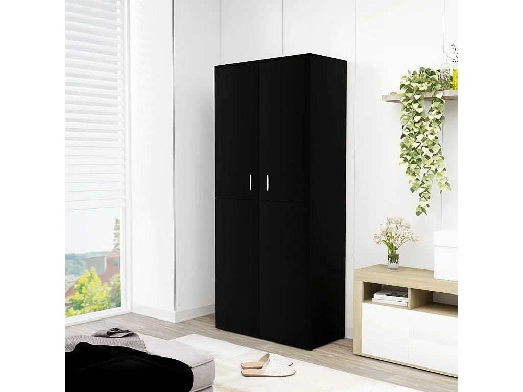 Zapatero Aglomerado negro 80x39x178 cm