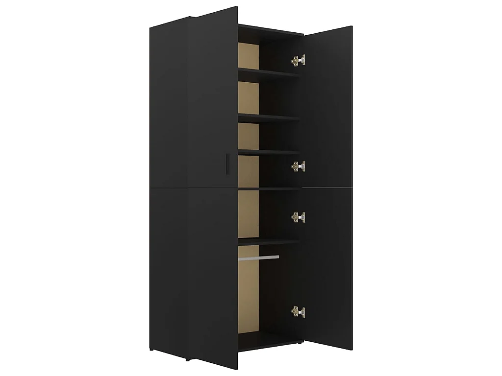 Zapatero Aglomerado negro 80x39x178 cm