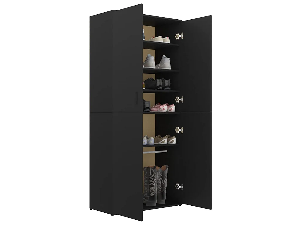 Zapatero Aglomerado negro 80x39x178 cm