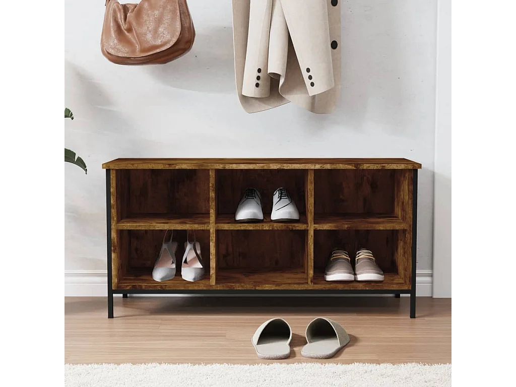 Schuhschrank aus geräucherter Eiche, 100 x 35 x 50 cm, Holzwerkstoff