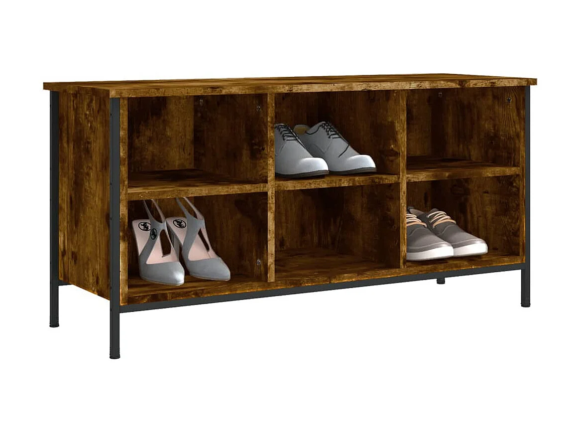 Schuhschrank aus geräucherter Eiche, 100 x 35 x 50 cm, Holzwerkstoff