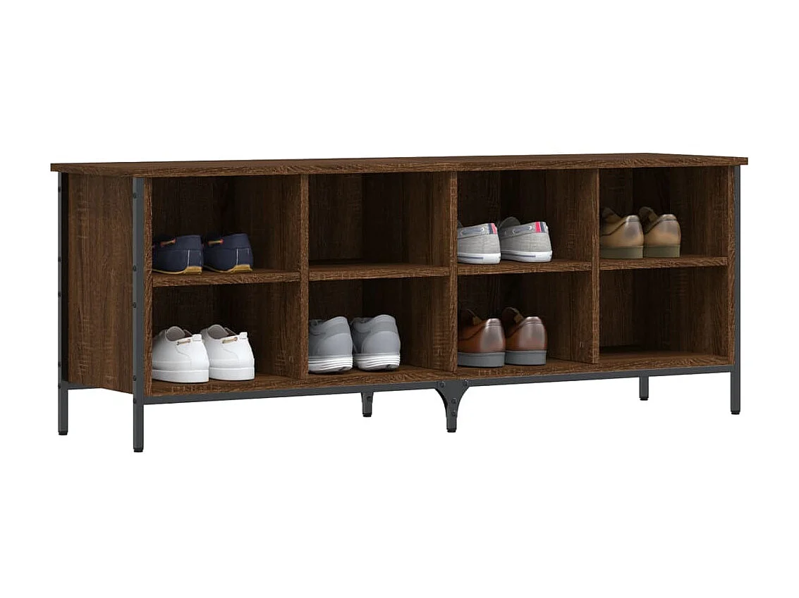 Bruin eiken schoenenkast 131x35x50cm samengesteld hout