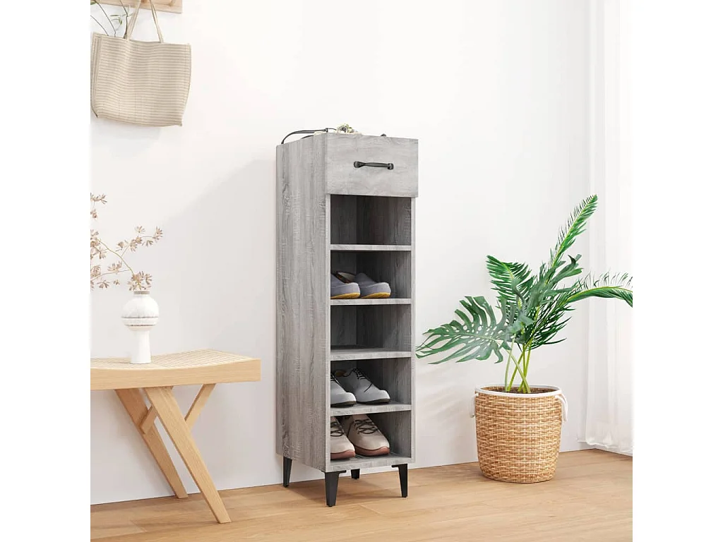 Meuble à chaussures Sonoma gris 30x35x105 cm Bois d'ingénierie