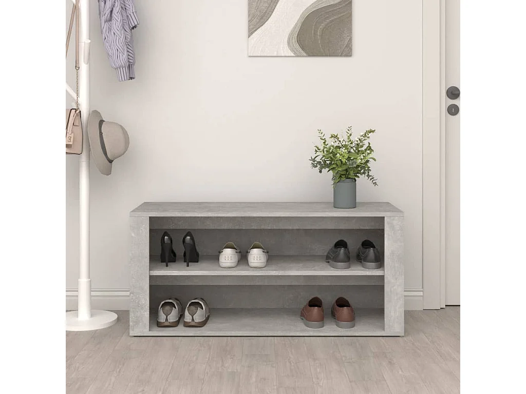 zapatero Hormigón gris 100x35x45 cm Madera contrachapada