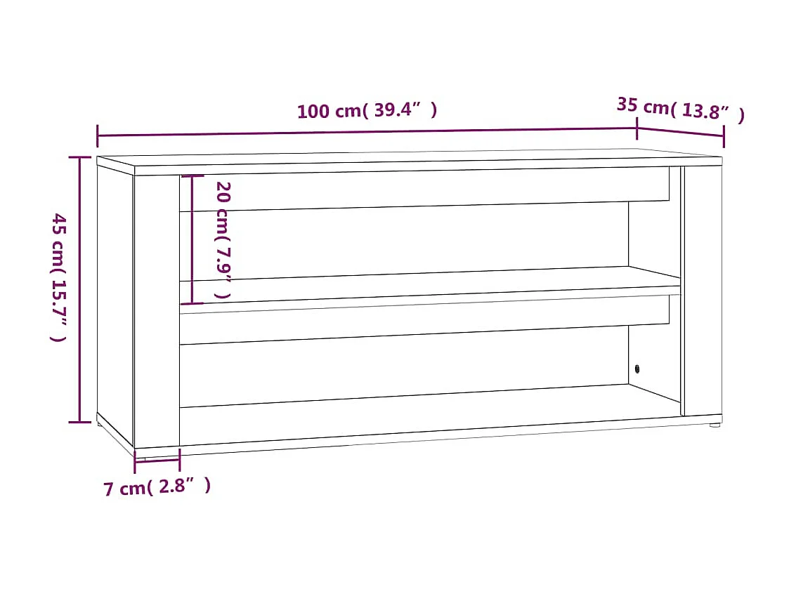 zapatero Hormigón gris 100x35x45 cm Madera contrachapada