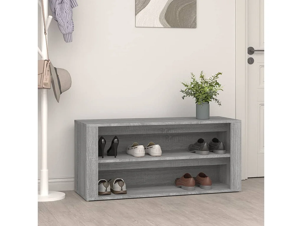 étagère à chaussures Gris béton 100x35x45 cm Bois d'ingénierie